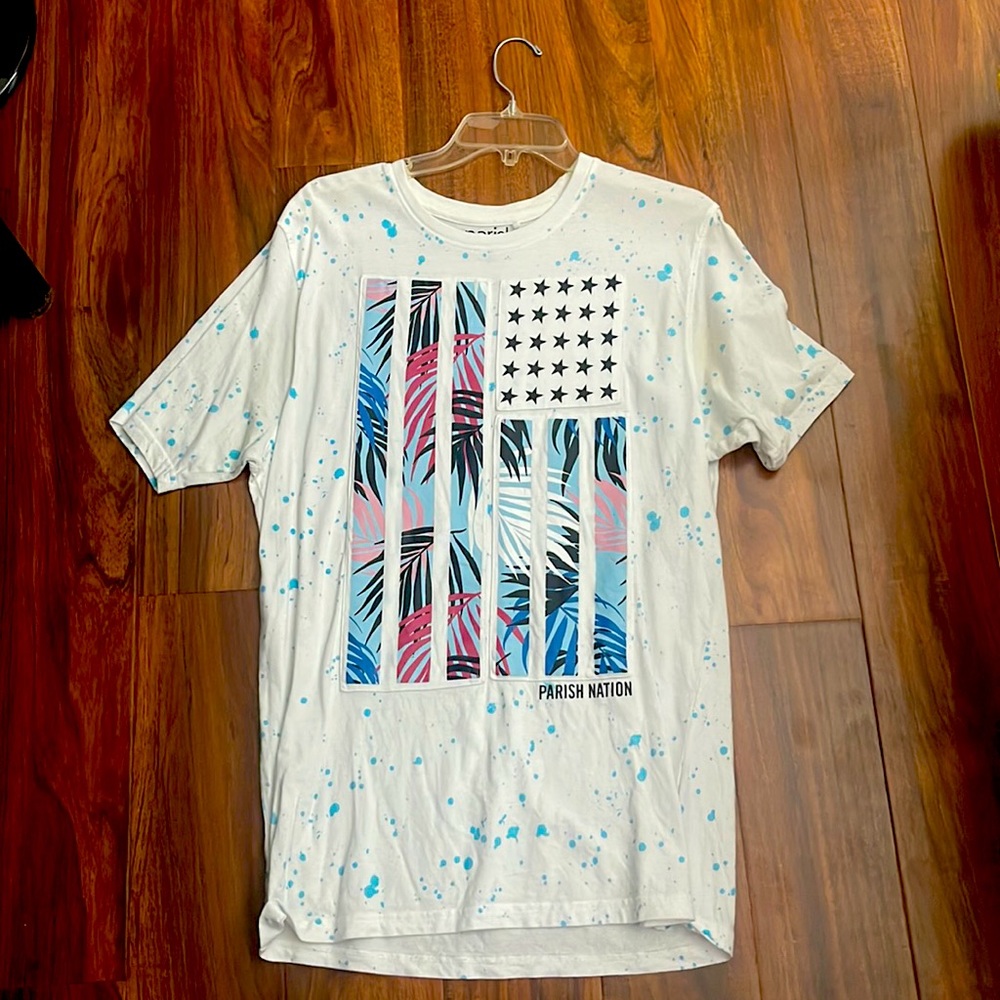 Large, white shirt from the brand Parish.
